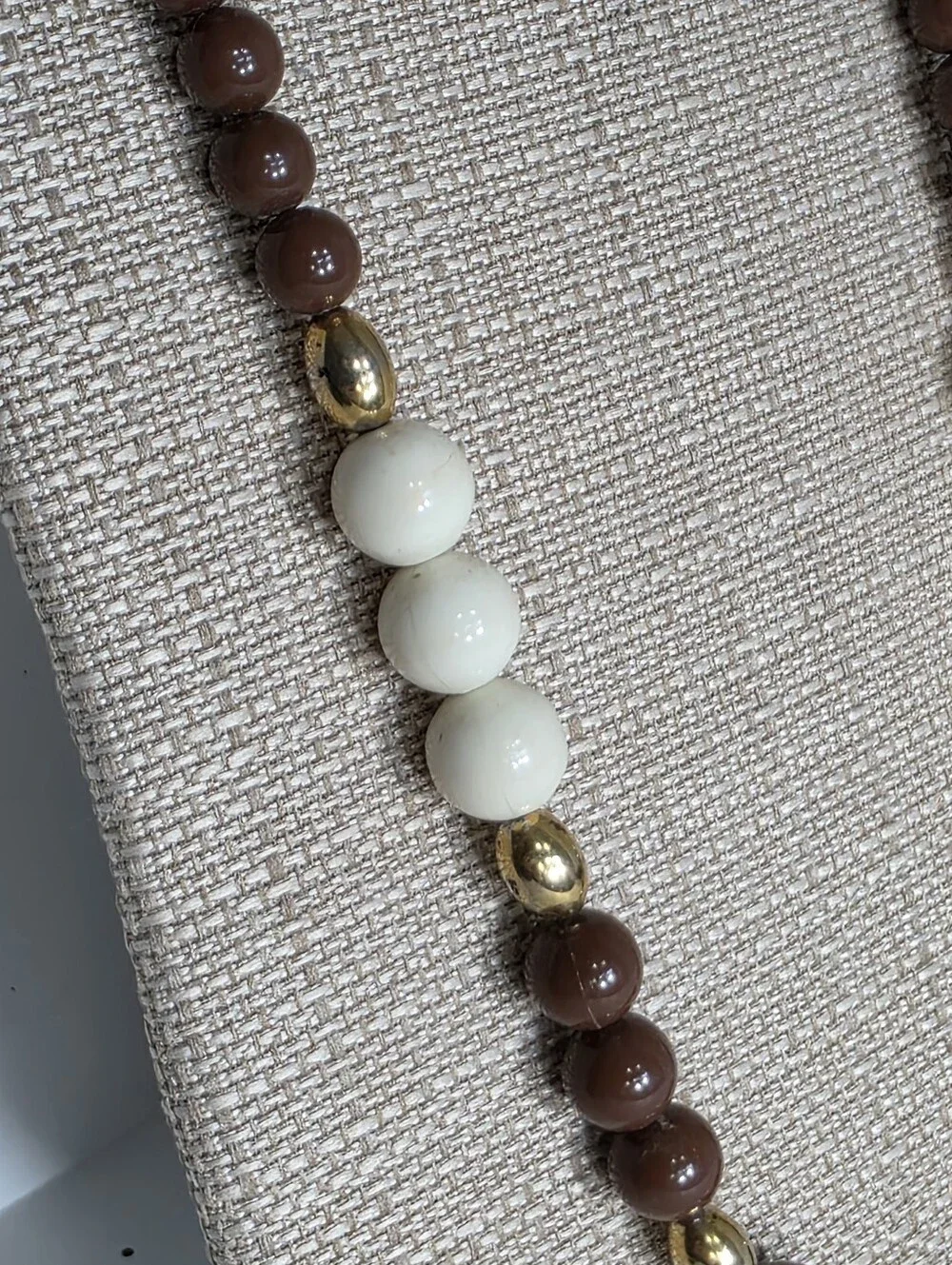 Vintage Neutral Beige and Brown Beaded Necklaces Set Of Two Necklaces